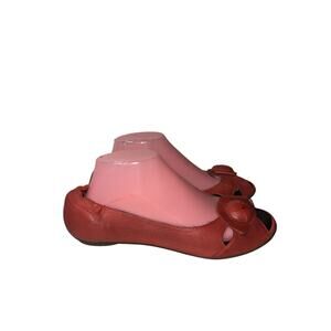 Joe Sanchez Womens Flat Size 40 9 Red Leather Open Toe Slip On Boho Shoe Comfy